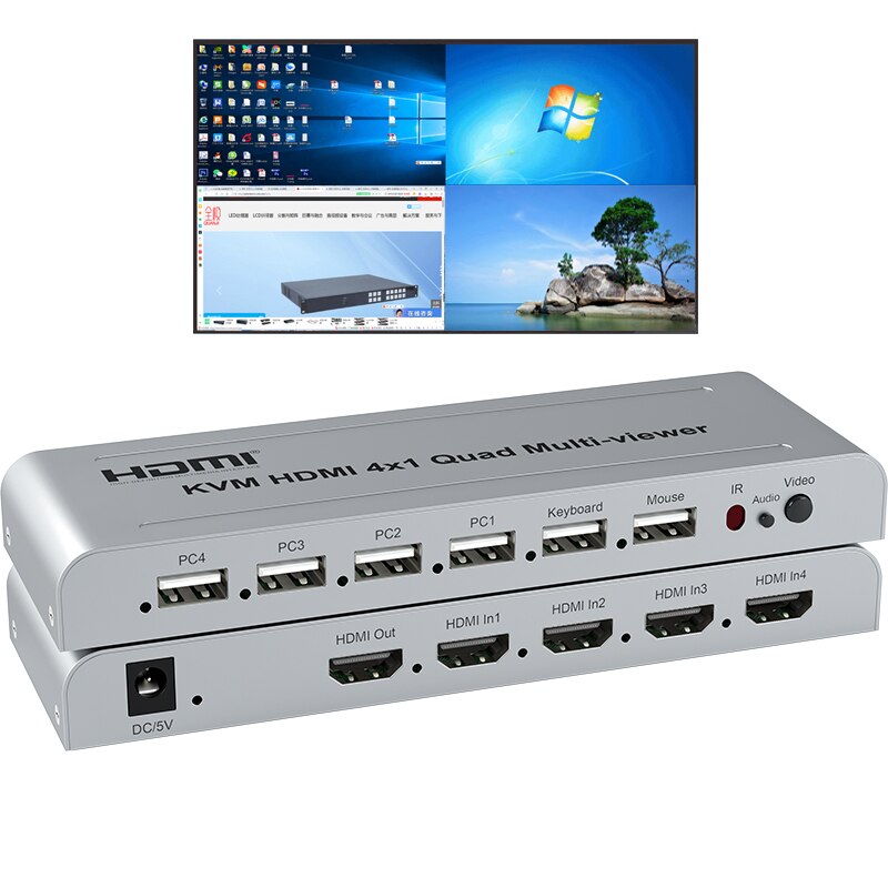 Hdmi Kvm ġ 4x1  Ƽ , 1080P 4  ũ  HDMI Ƽ  Ȱ USB  콺 Ű